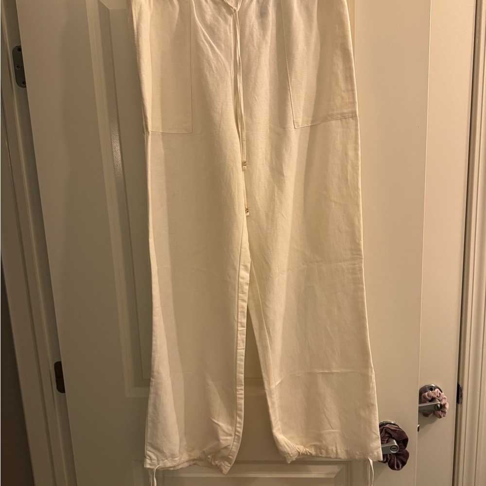 Cream Wide-Leg Pants